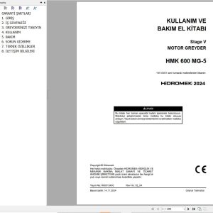 Hidromek Motor Grader HMK 600 MG 5 Operation Maintenance Manual R60015400 TR (1)