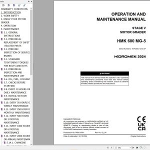 Hidromek Motor Grader HMK 600 MG 5 Operation Maintenance Manual R60015401 EN (1)