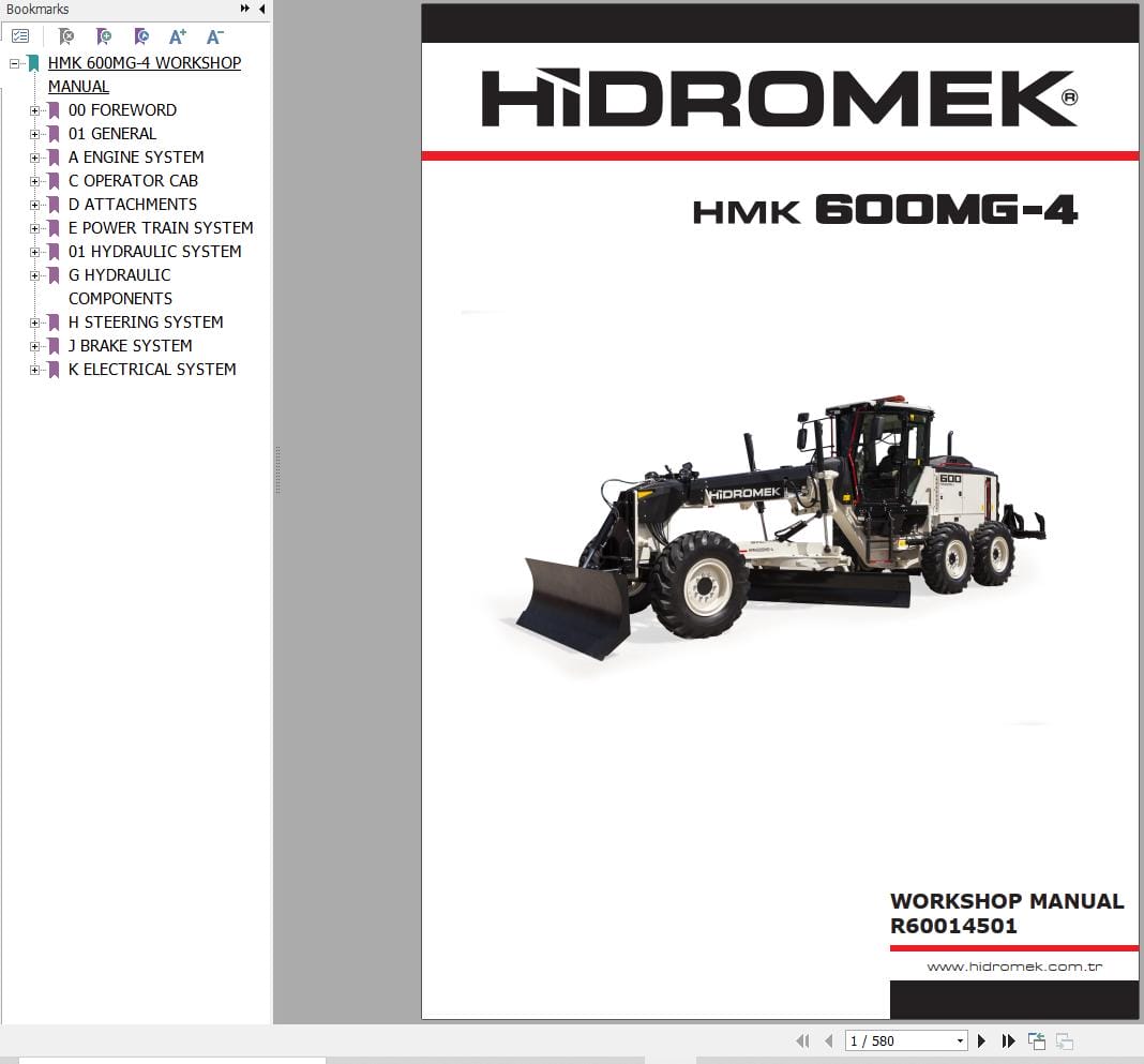 Hidromek Motor Grader HMK 600MG 4 Workshop Manual R60014501 (1)