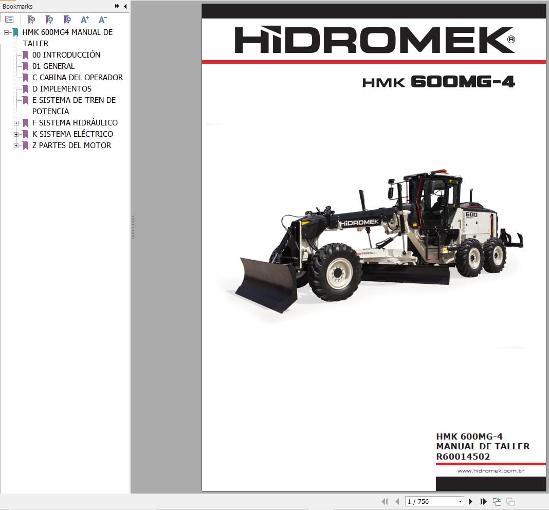 Hidromek Motor Grader HMK 600MG 4 Workshop Manual R60014502 ES (1)