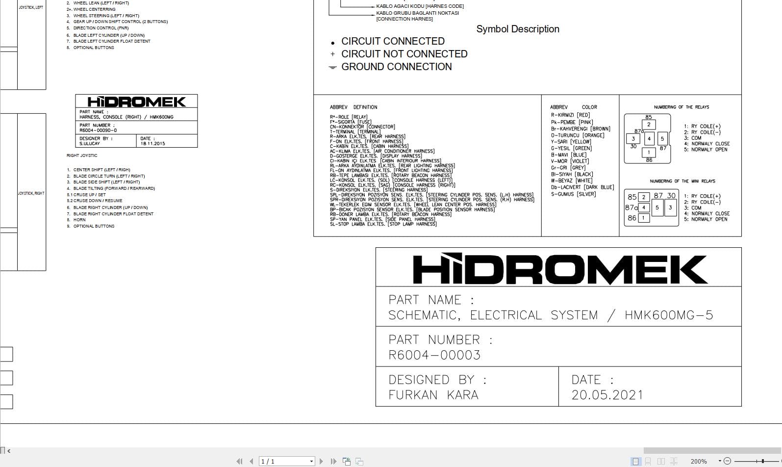 Hidromek Motor Grader HMK 600MG 5 Harness and Electric Diagram (1)
