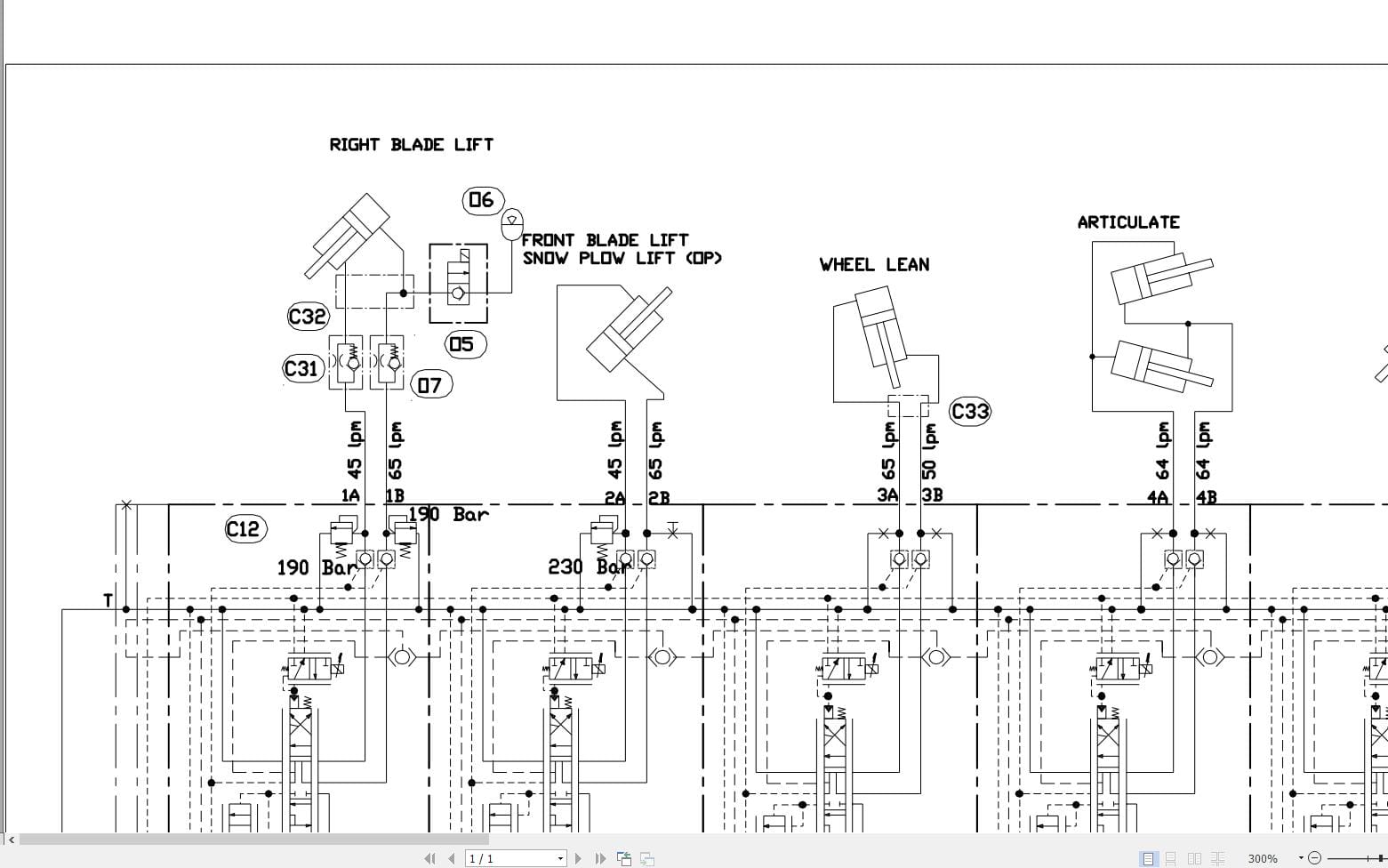 Hidromek Motor Grader HMK 600MG Hydraulic Diagram MG600000000 (2)
