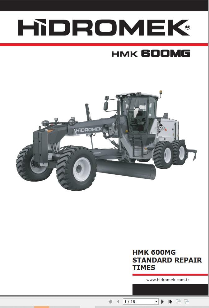 Hidromek Motor Grader HMK 600MG Standard Repair Times (1)