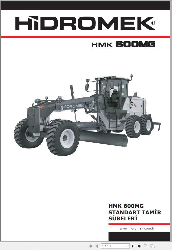 Hidromek Motor Grader HMK 600MG Standard Repair Times TR (1)