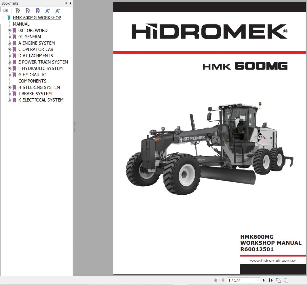 Hidromek Motor Grader HMK 600MG Workshop Manual R60012501 (1)