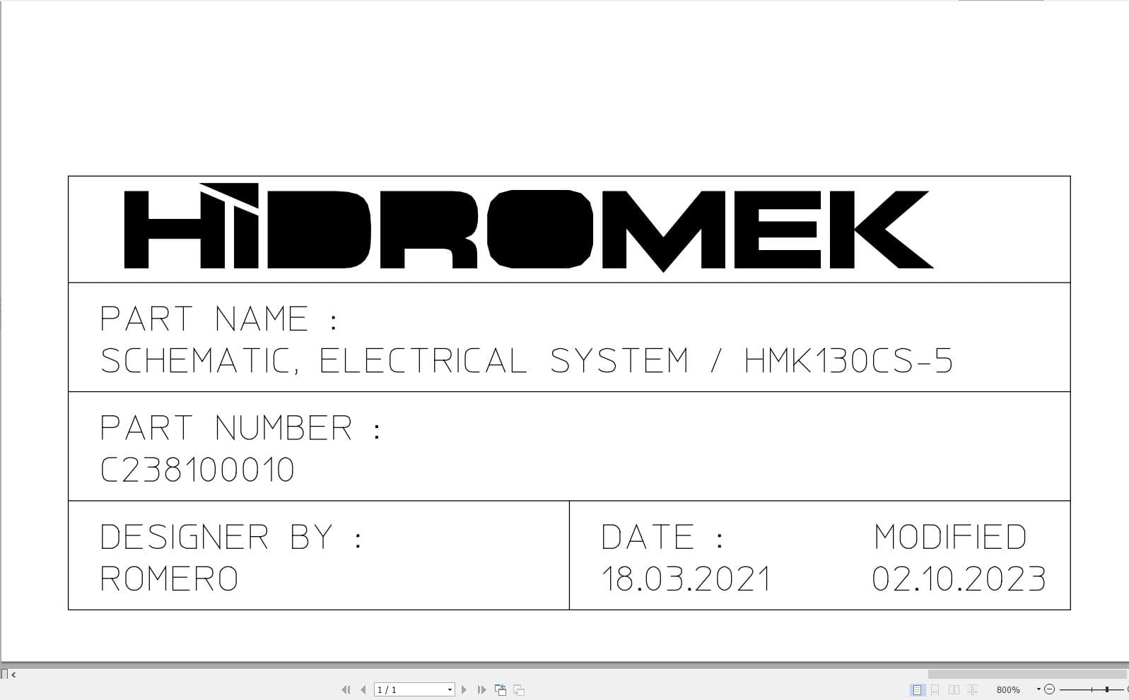 Hidromek Soil Compactor HMK 130CS 5 Electric Diagram C228100010 (1)