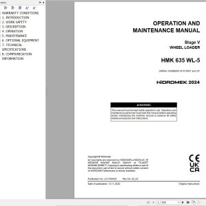 Hidromek Wheel Loader HMK 635 WL 5 Operation Maintenance Manual L217200401 EN (1)