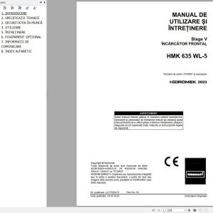 Hidromek Wheel Loader HMK 635 WL 5 Operation Maintenance Manual L217200415 RO (1)