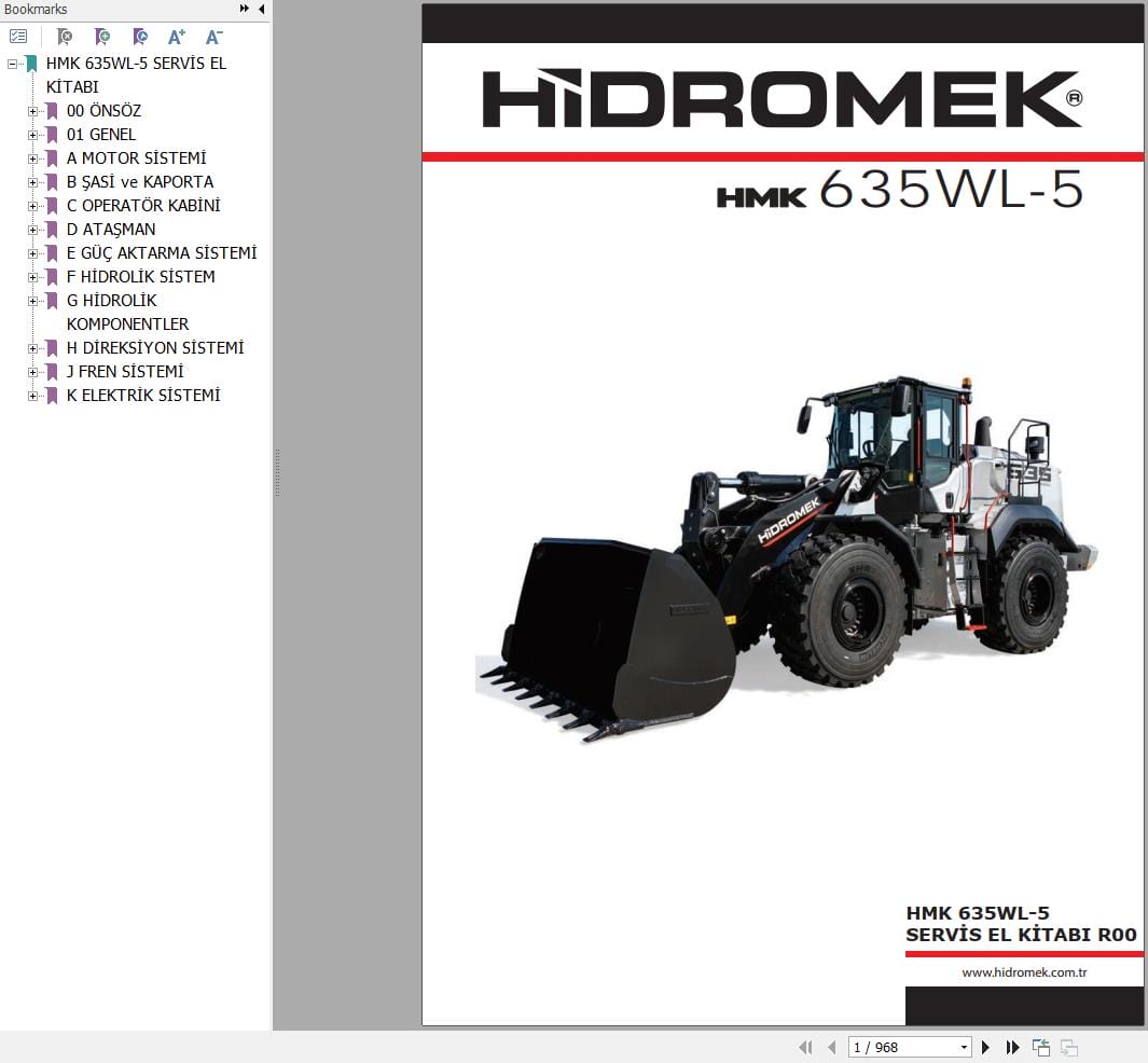 Hidromek Wheel Loader HMK 635WL 5 Workshop Manual TR (1)