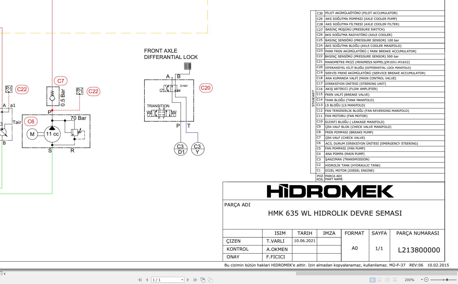 Hidromek Wheel Loader HMK 635WL Hydraulic Diagram (1)
