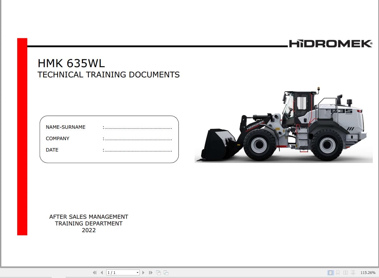 Hidromek Wheel Loader HMK 635WL Training Manual (1)