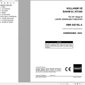 Hidromek Wheel Loader HMK 640 WL 4 Operation Maintenance Manual L227200400 TR (1)