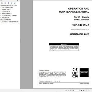 Hidromek Wheel Loader HMK 640 WL 4 Operation Maintenance Manual L227200401 EN (1)