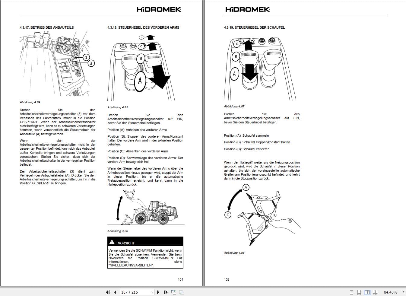 Hidromek Wheel Loader HMK 640 WL Operation Maintenance Manual L227200412 DE (2)