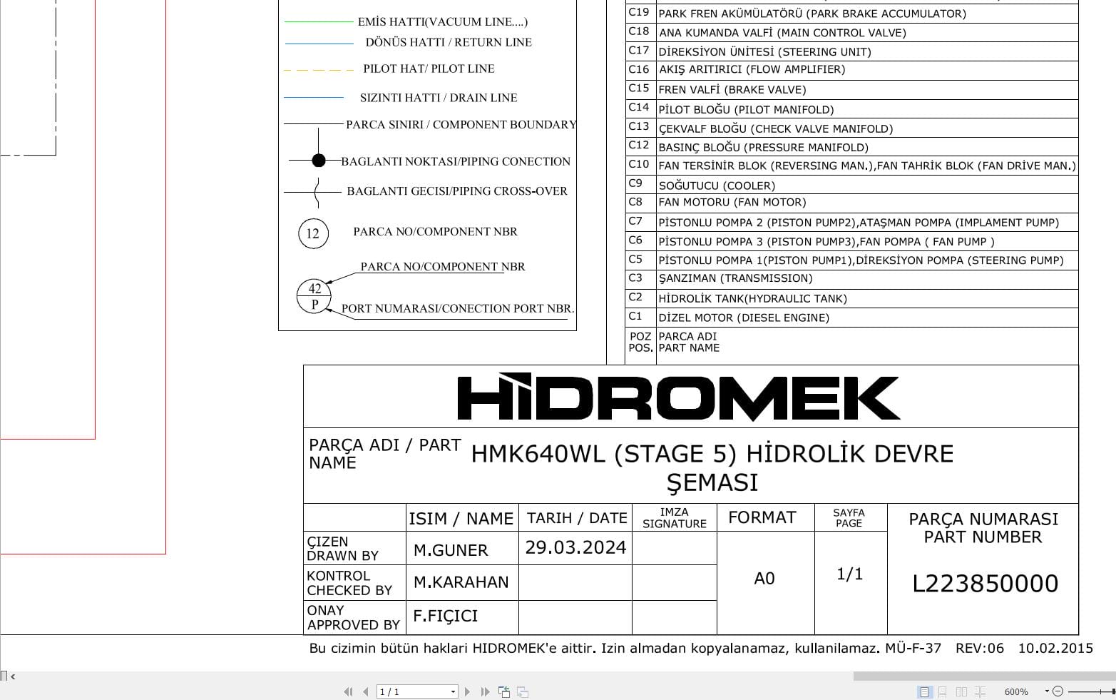 Hidromek Wheel Loader HMK 640WL Hydraulic Diagram (1)