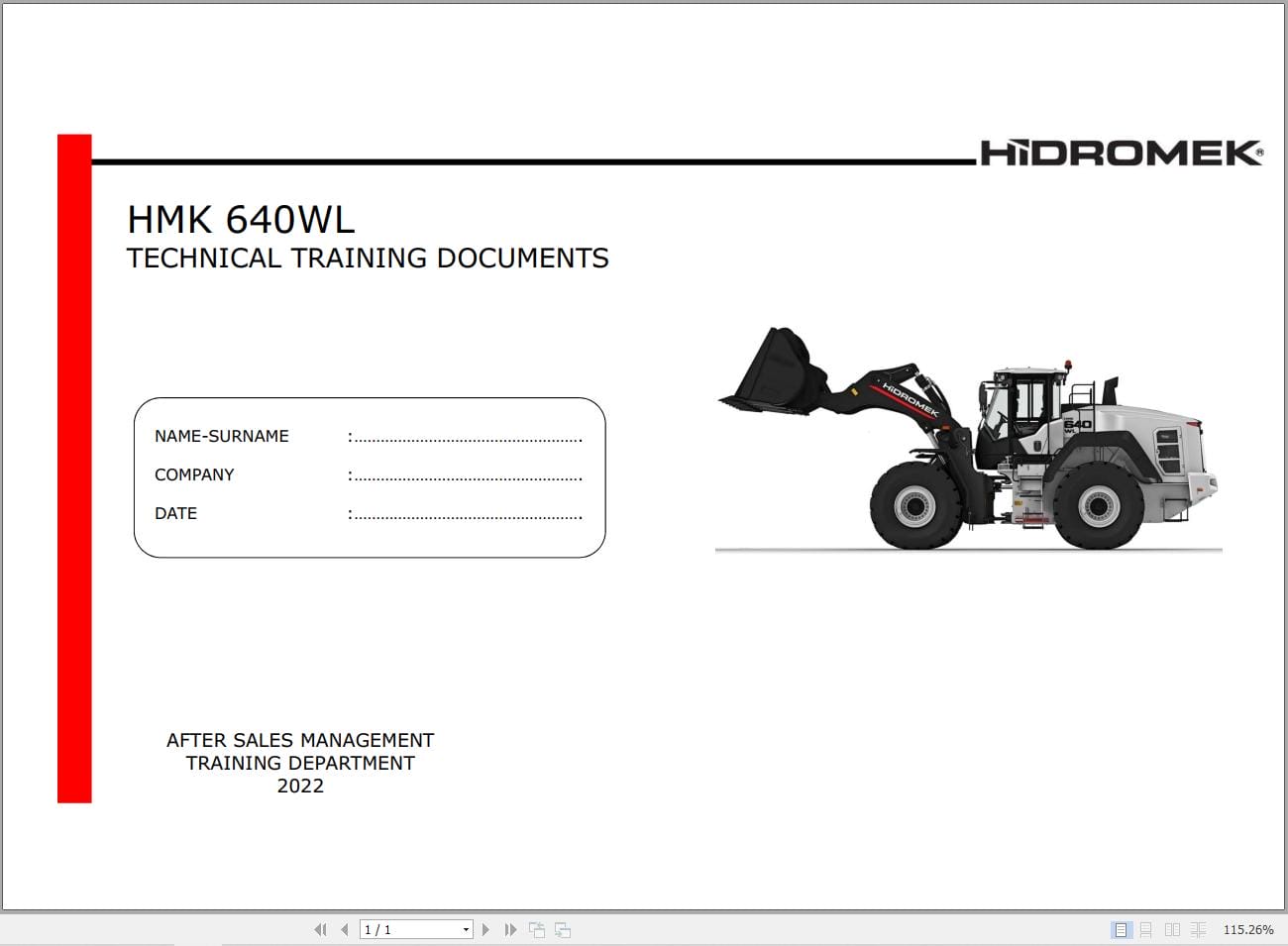 Hidromek Wheel Loader HMK 640WL Training Manual (1)