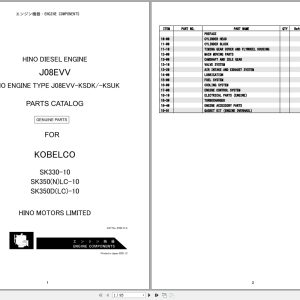 Hino Diesel Engine J08EVV For Kobelco SK330 10 To SK350DLC 10 Parts Catalog 4786 0 A 2021 (1)