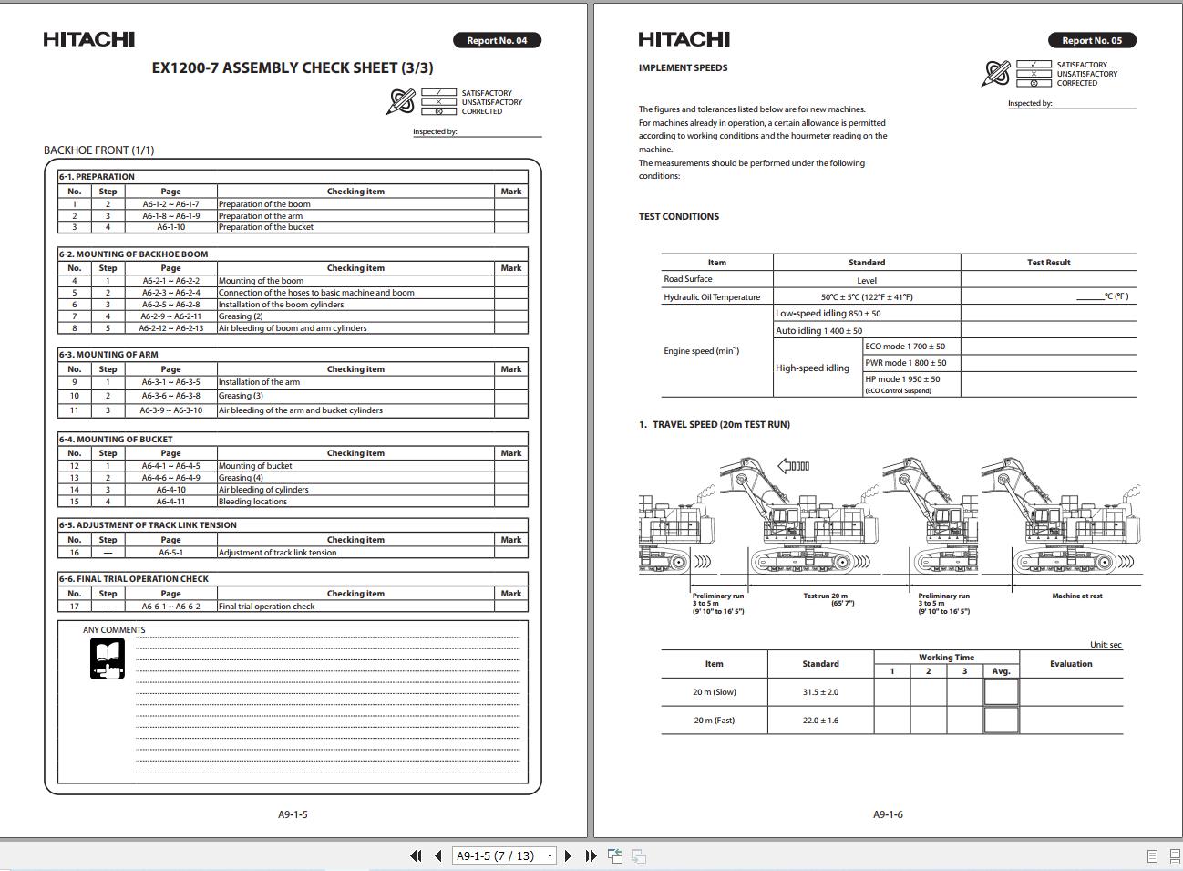 Hitachi Excavator EX 7 Series Assembly Check Sheet (3)