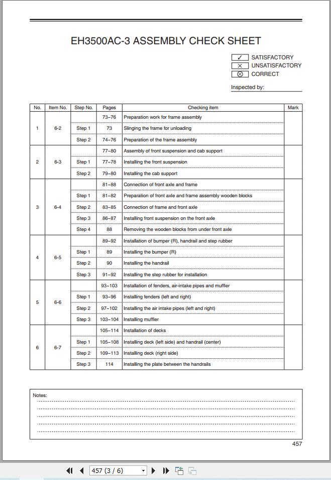 Hitachi Rigid Dump Truck EH 3 Series Assembly Check Sheet (1)