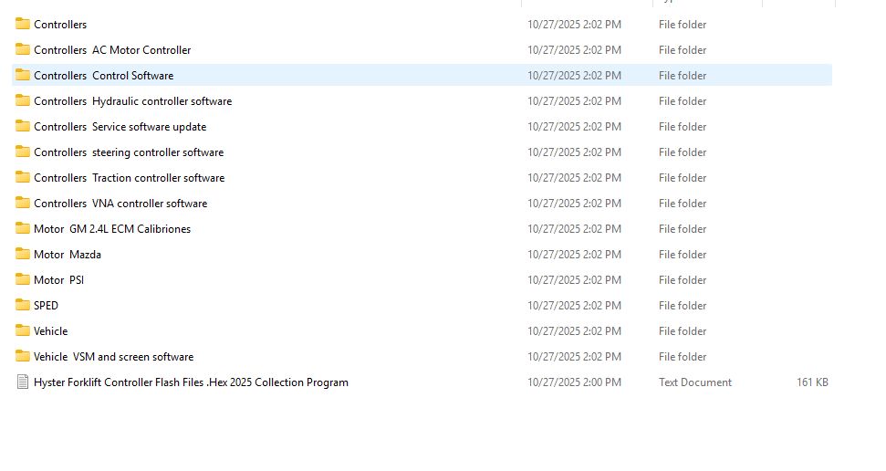 Hyster Forklift Controller Flash Files .Hex 2025 Collection Program 1
