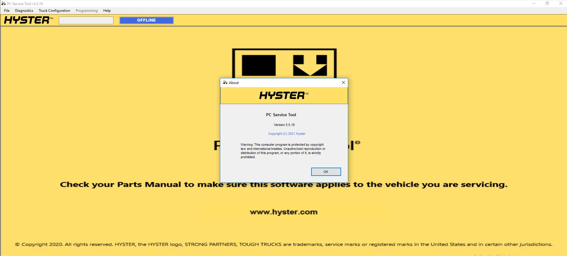 Hyster Forklift PCST V5.5.18 2025 Diagnostic Solution 1