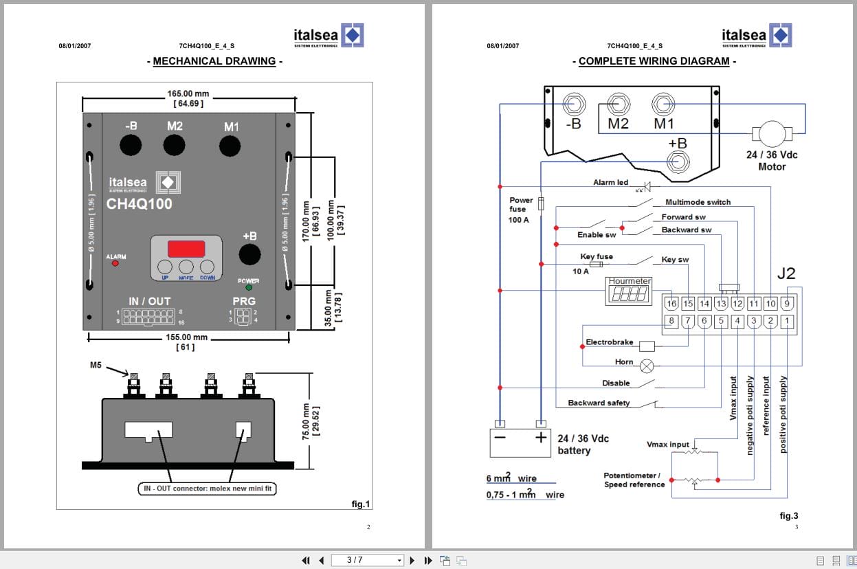 Italsea Microprocessor Four Quadrant Controller For PM DC Motors 7CH4Q100 Users Guide (2)