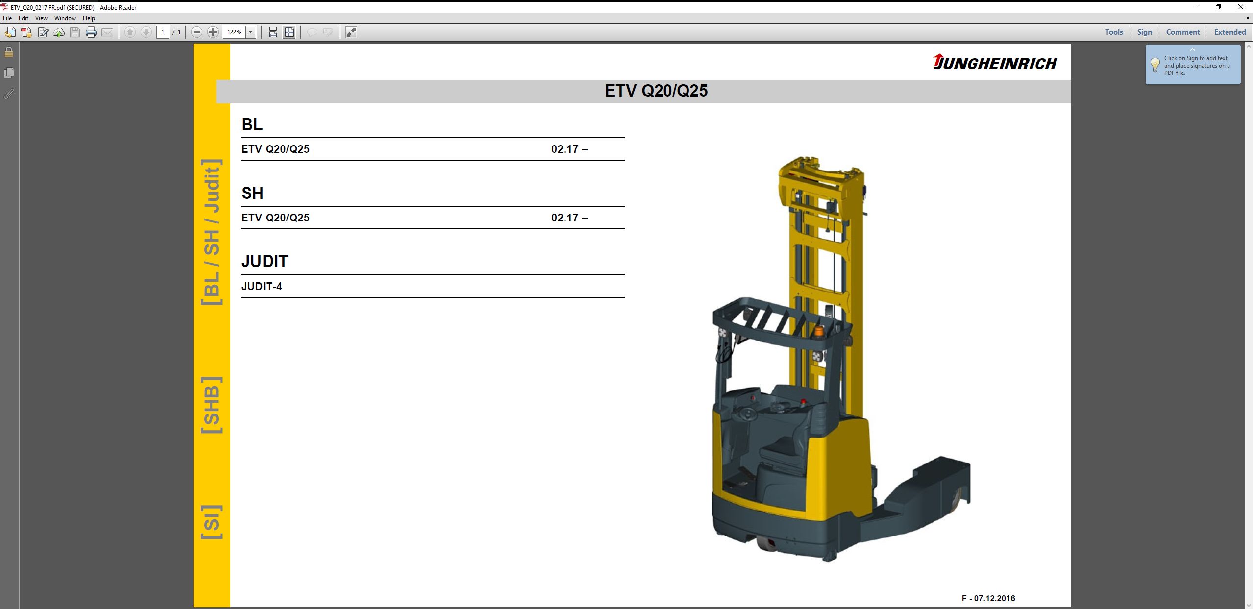 JUNGHEINRICH JETI ForkLift SH v4.37.14 FR14 03.2025 Service Information 4