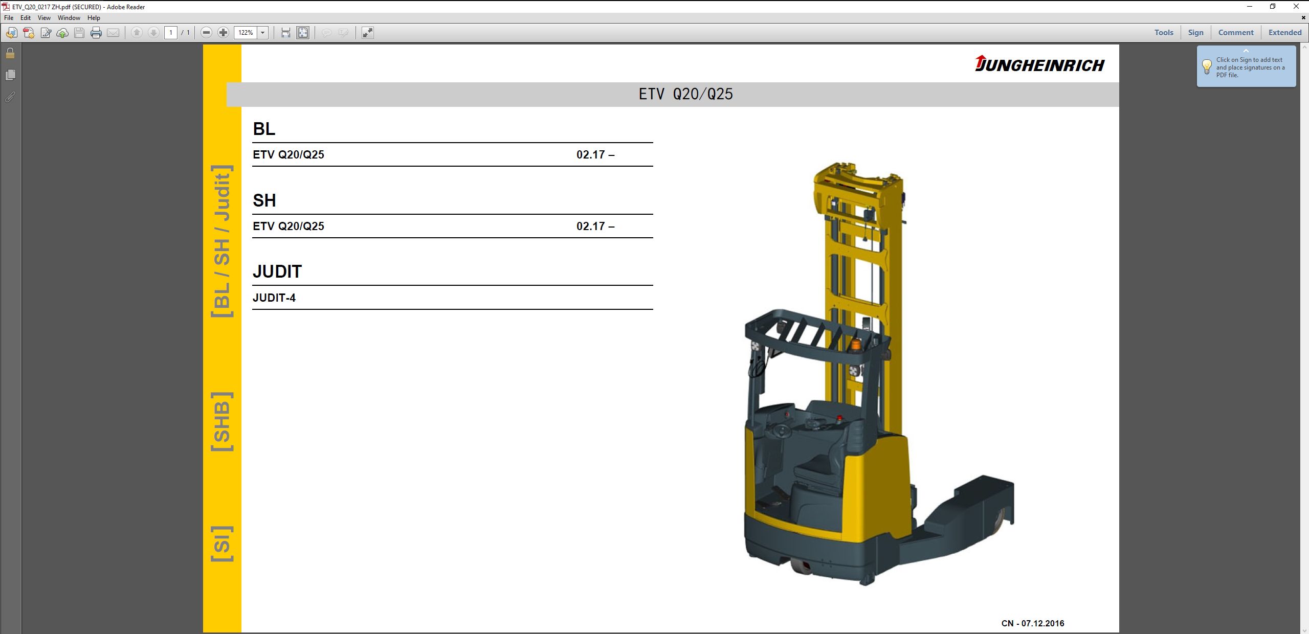 JUNGHEINRICH JETI ForkLift SH v4.37.16 ZH16 06.2025 Service Information 4