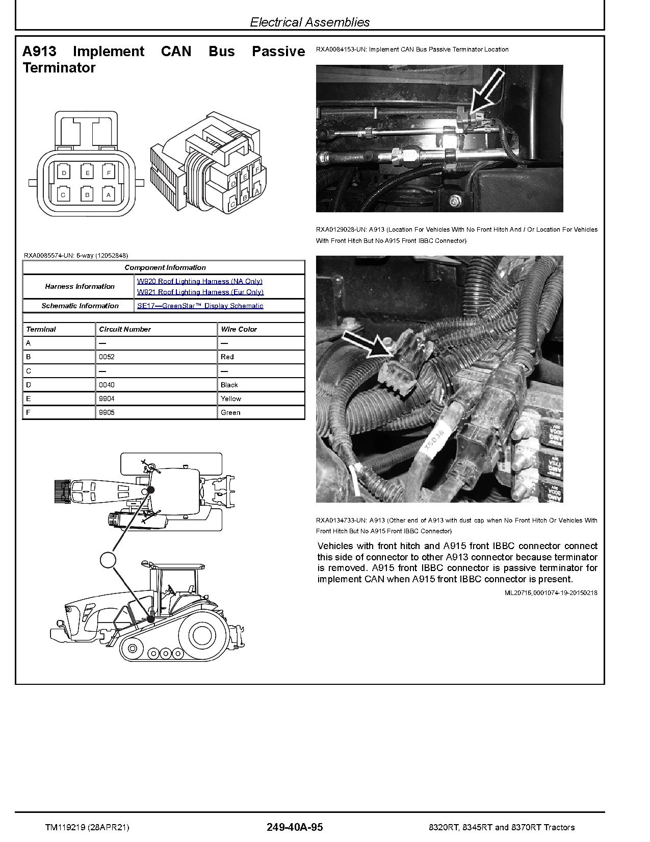 John Deere 8320RT 8345RT 8370RT Tracked Tractors 912001 916999 Diagnostic Manual TM119219 (2)