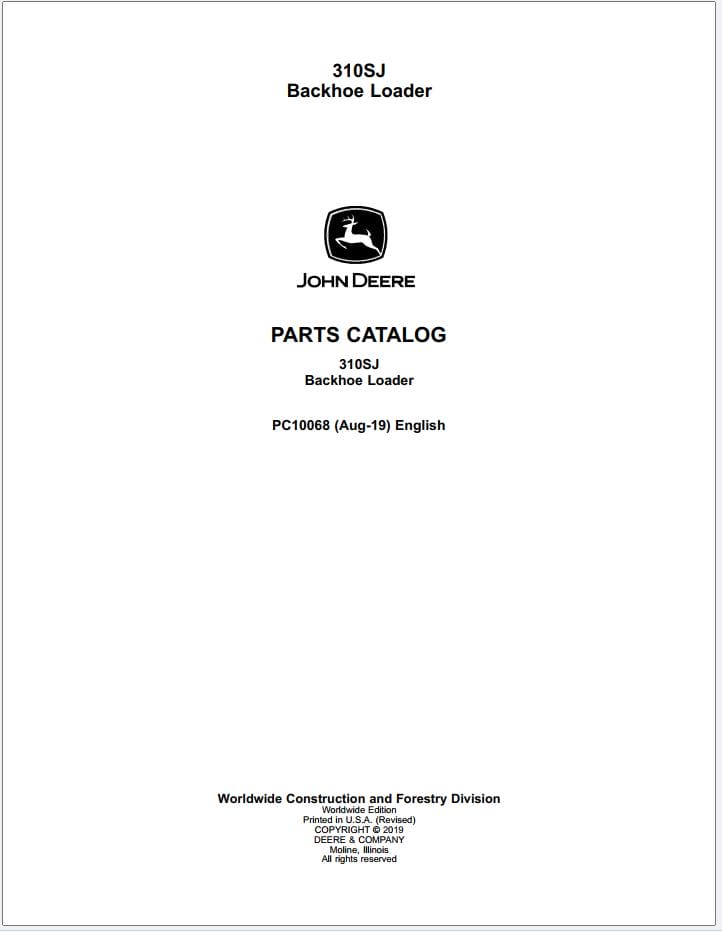 John Deere Backhoe Loader 310SJ Parts Catalog PC10068 (1)