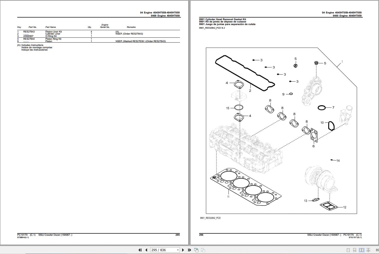 John Deere Crawler Dozer 550J Parts Catalog PC10179 (2)