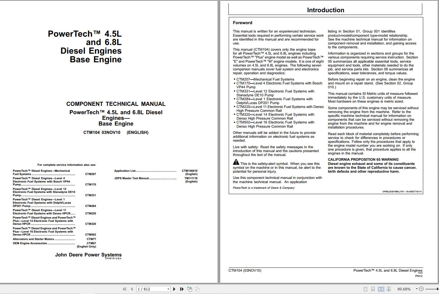 John Deere Engine PowerTeach 4.5L 6.8L Component Technical Manual CTM104 2010 (1)