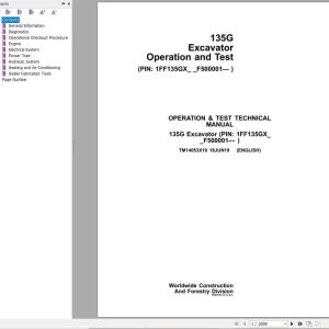 John Deere Excavator 135G Operation & Test Technical Manual TM14053X19 2019 (1)