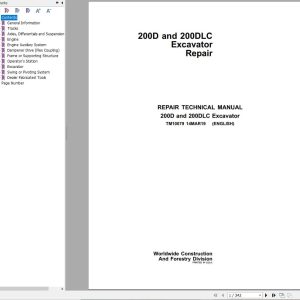 John Deere Excavator 200D 200DLC Repair Technical Manual TM10079 2019 (1)