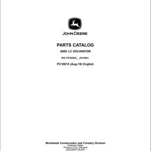 John Deere Excavator 200D LC Parts Catalog PC10015 2019 (1)