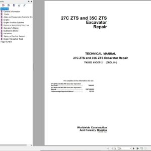 John Deere Excavator 27C ZTS 35C ZTS Repair Technical Manual TM2053 (1)