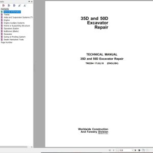 John Deere Excavator 35D 50D Repair Technical Manual TM2264 2018 (1)