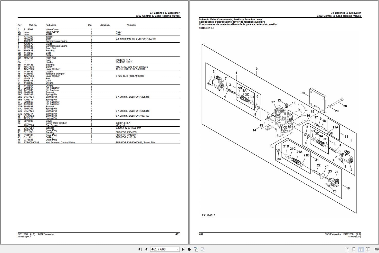 John Deere Excavator 85G Parts Catalog PC11200 (2)