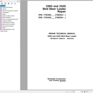 John Deere Skid Steer Loader 330G 332G Repair Technical Manual TM14063X19 (1)
