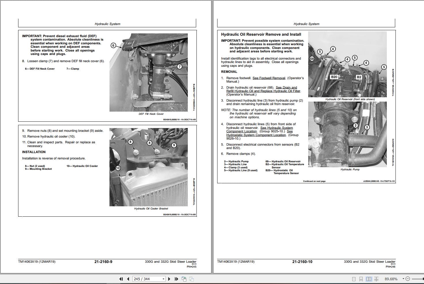John Deere Skid Steer Loader 330G 332G Repair Technical Manual TM14063X19 (3)