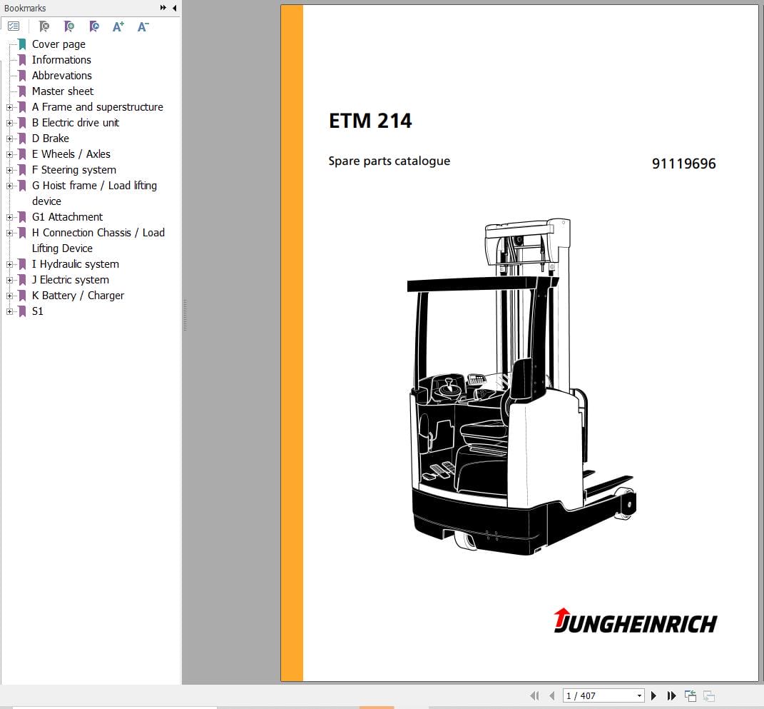 Jungheinrich Forklift ETM 214 Parts Catalog 91119696 (1)