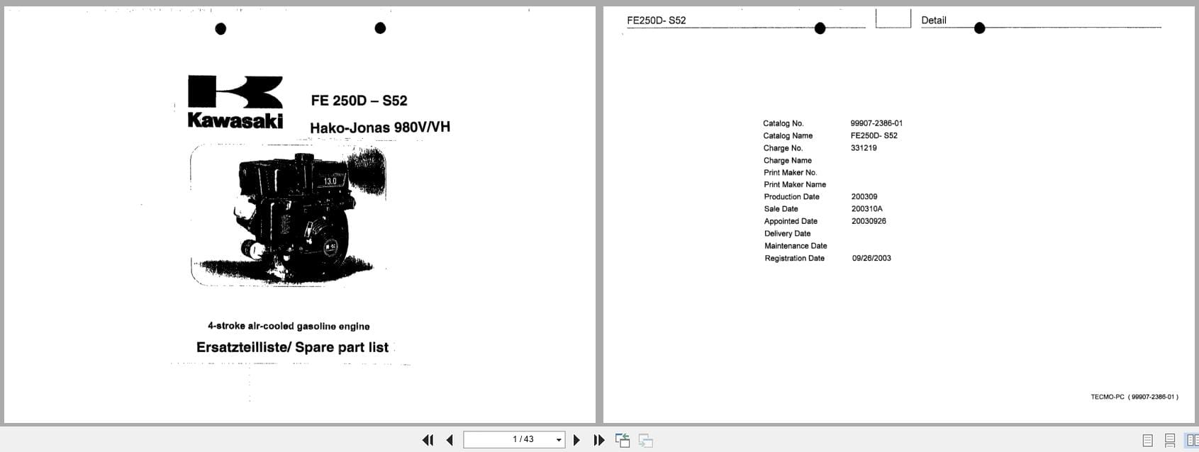 Kawasaki Engine FE250D S52 Spare Parts List (1)
