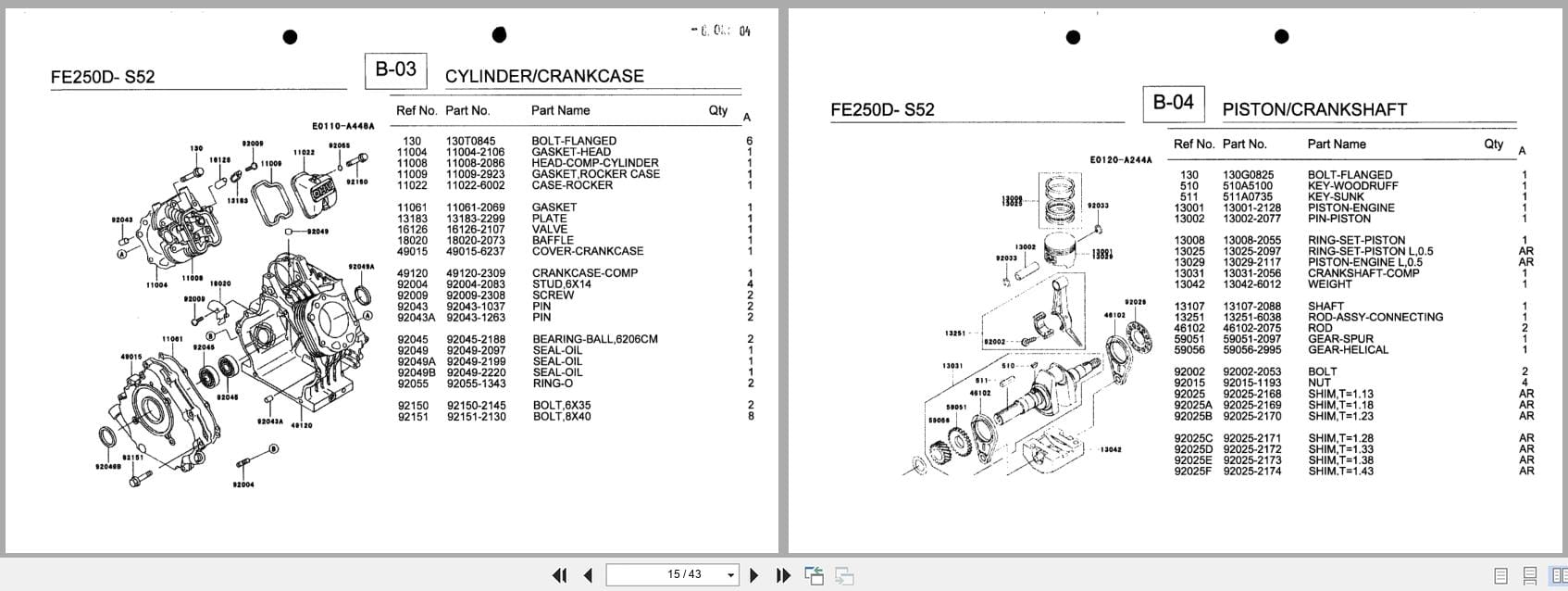 Kawasaki Engine FE250D S52 Spare Parts List (2)