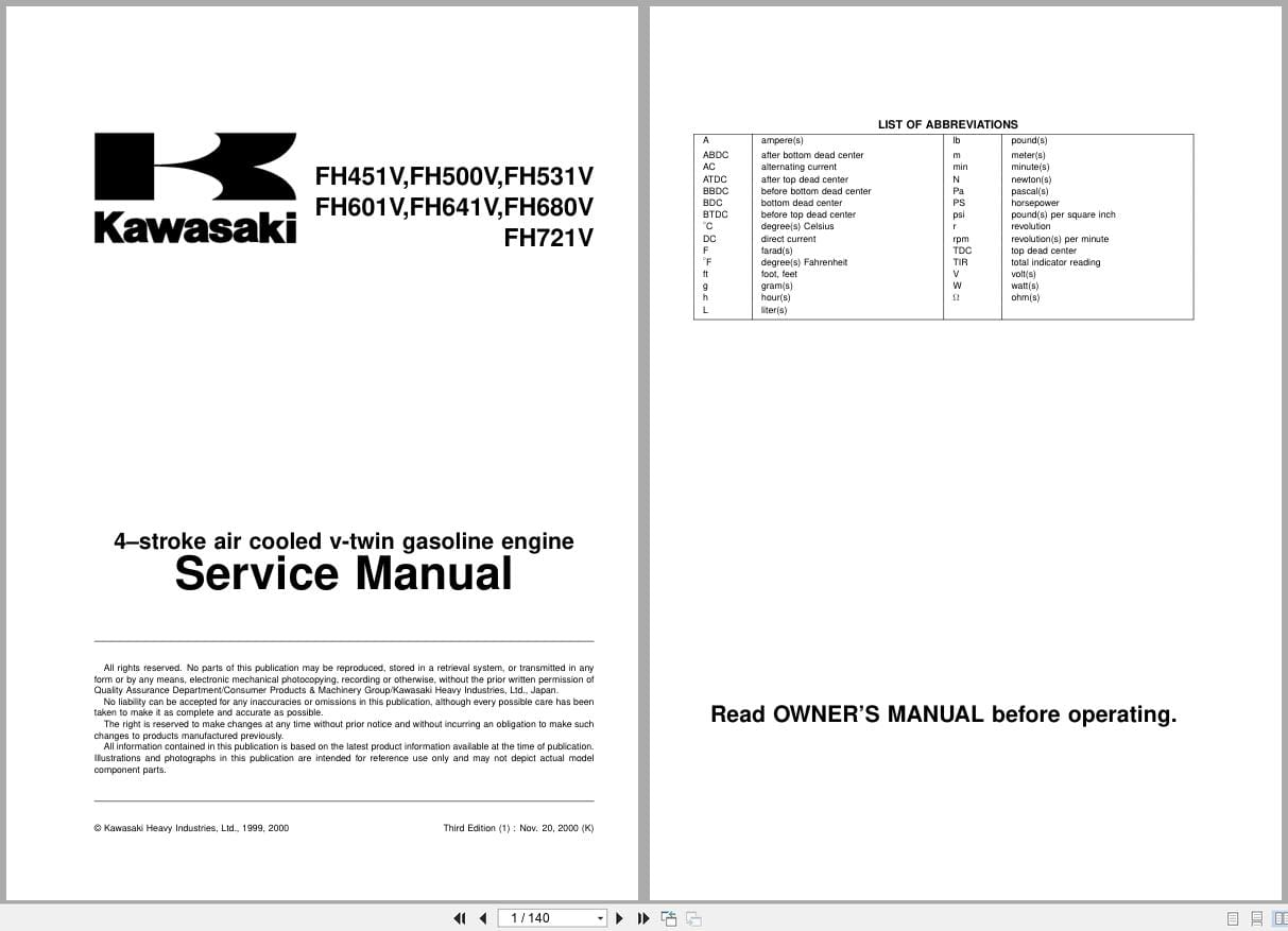 Kawasaki Engine FH451V FH500V FH531V FH601V FH641V FH680V FH721V Service Manual 2000 (1)