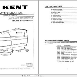 Kent Scrubber KA 39 SelectScrub Parts Manual 083427 (1)