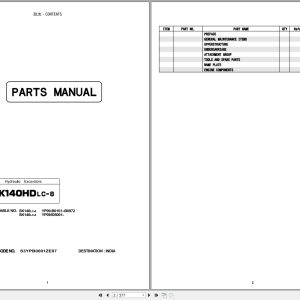 Kobelco Hydraulic Excavator SK140HDLC 8 Parts Manual S3YPB0001ZE07 (1)