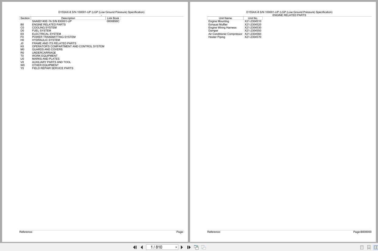 Komatsu Dozer D155AX 8 100001 UP LGP Low Ground Pressure Parts Manual (1)