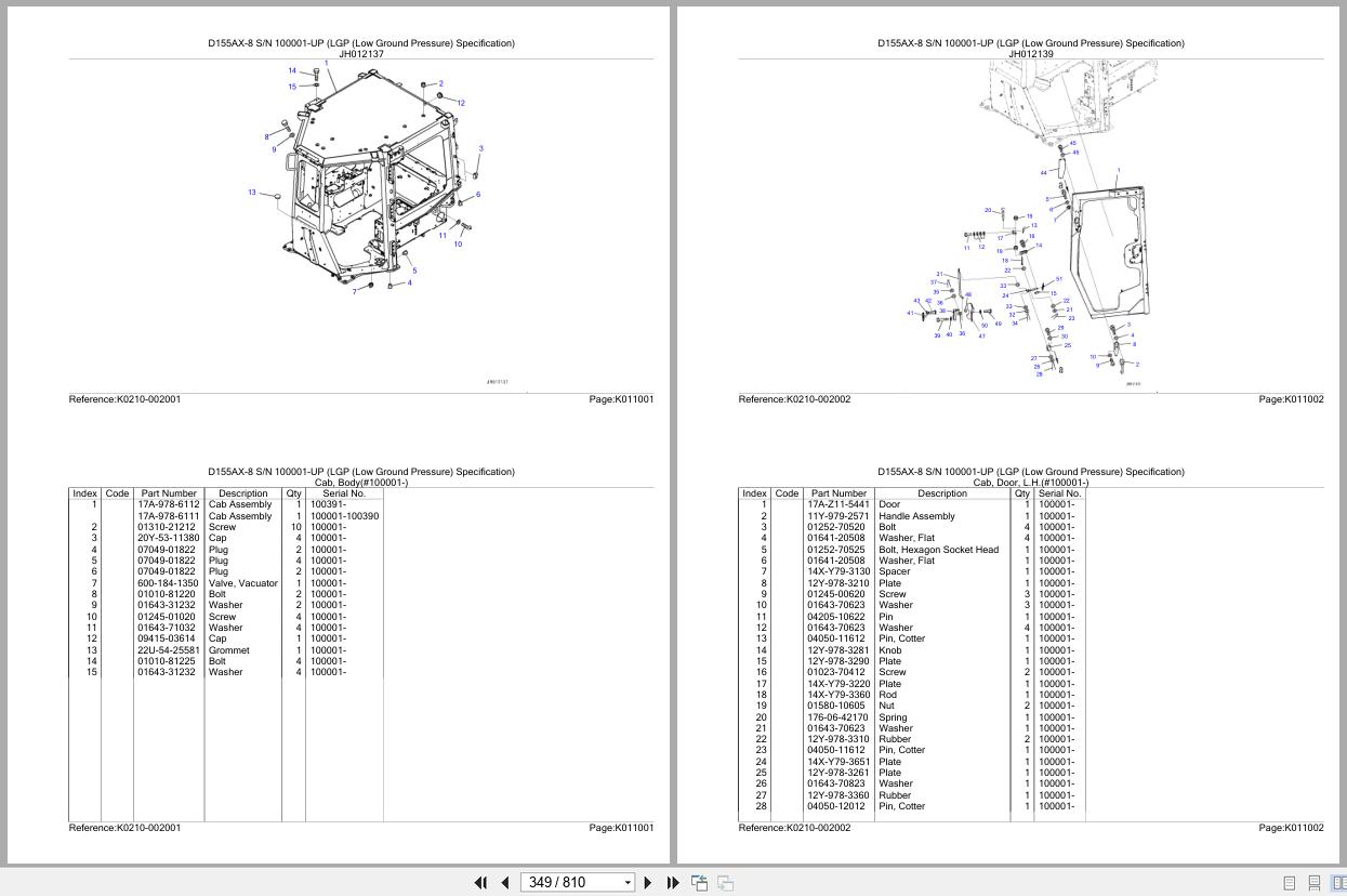 Komatsu Dozer D155AX 8 100001 UP LGP Low Ground Pressure Parts Manual (2)