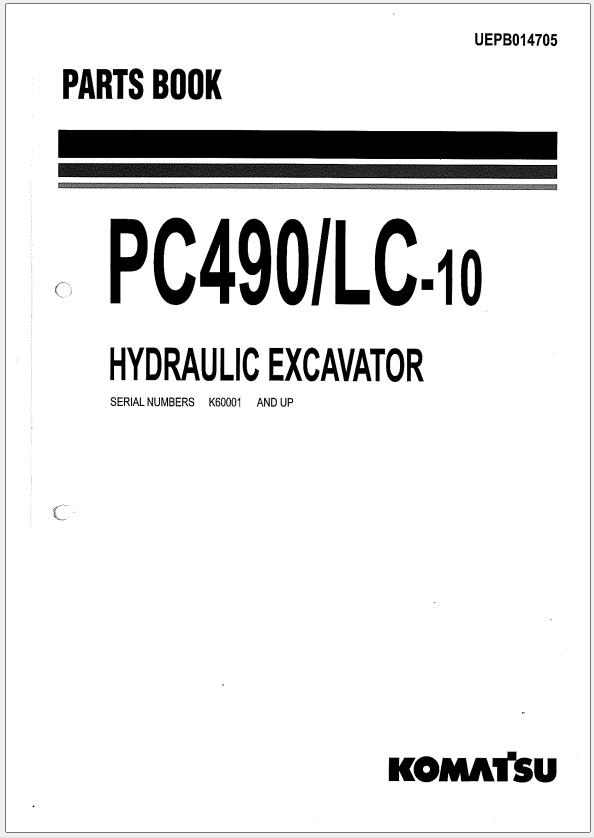 Komatsu Excavator PC490 10 PC490LC 10 Parts Book UEPB014705 (1)