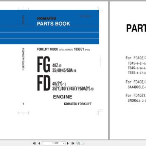 Komatsu Forklift Truck FG40Z 10 To FD50AY 10 Engine Parts Book PEC10E2 01 (1)
